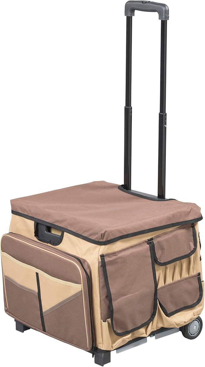 Mobile Utility Cart with Storage Organizer Bag, Rolling Cart, Chocolate/Sand by Unknown