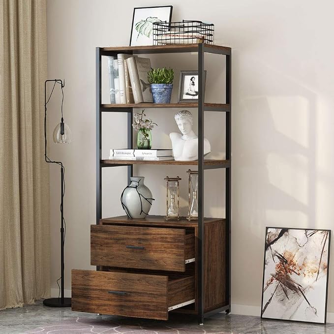 Tribesigns Bookcase, 4-Tier Rustic Bookshelf - Image 6