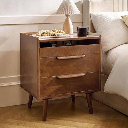 HULALA HOME Nightstand with Charging Station, Mid-Century Modern 2 Drawer and - Image 9