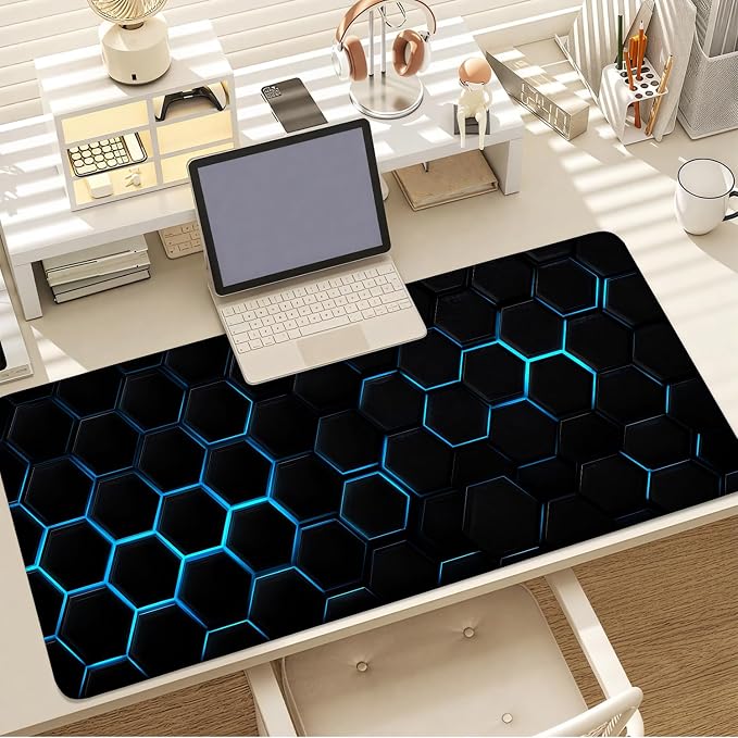 Gaming Mouse Pad – Large Extended Desk Mat35.43 x 15.75 in – Futuristic Black - Image 7