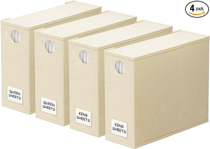 SpaceAid 4 Pack Bed Sheet Organizers and Storage, Foldable Sheet Organizer by SpaceAid