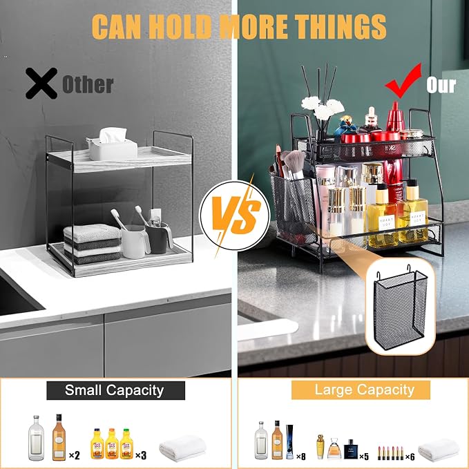 Bathroom Organizer with Basket, 2-Tier Bathroom Tray - Image 8