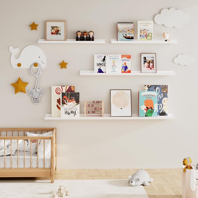 Fun Memories Picture Ledge Shelf, 24 Inch Floating Shelves Set of 2, Nursery - Image 7