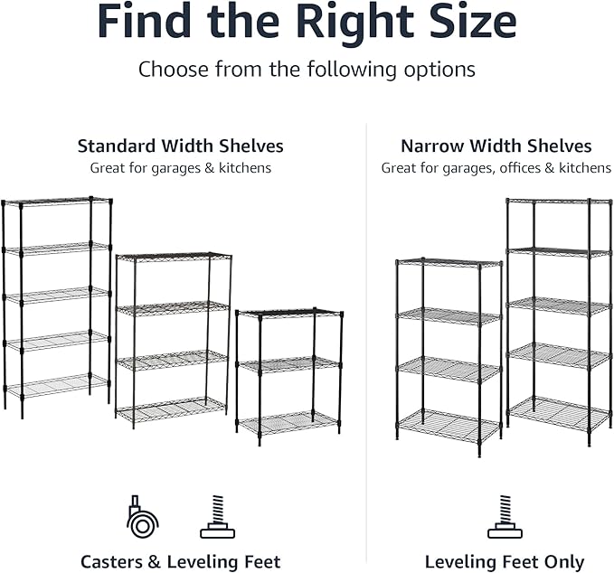Amazon Basics 3-Shelf Adjustable, Heavy Duty Storage Shelving Unit on 2'' PP - Image 4