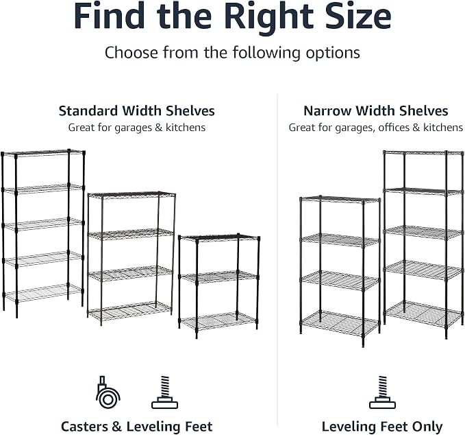 Amazon Basics 5-Shelf Multipurpose Adjustable Sturdy Steel Storage Shelving Unit - Image 4