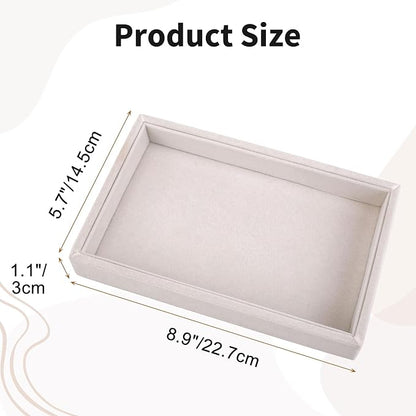 Mornajina 9" x 5.7" Velvet Jewelry Tray Jewelry Display Tray, Stackable Empty - Image 2