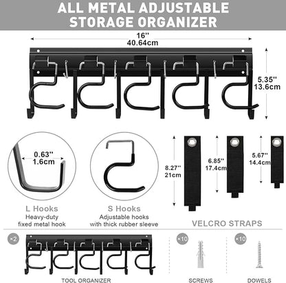 LEYU Metal Garage Tool Organizer Wall Mount, 2 Pack Garden Tool Organizer - Image 9