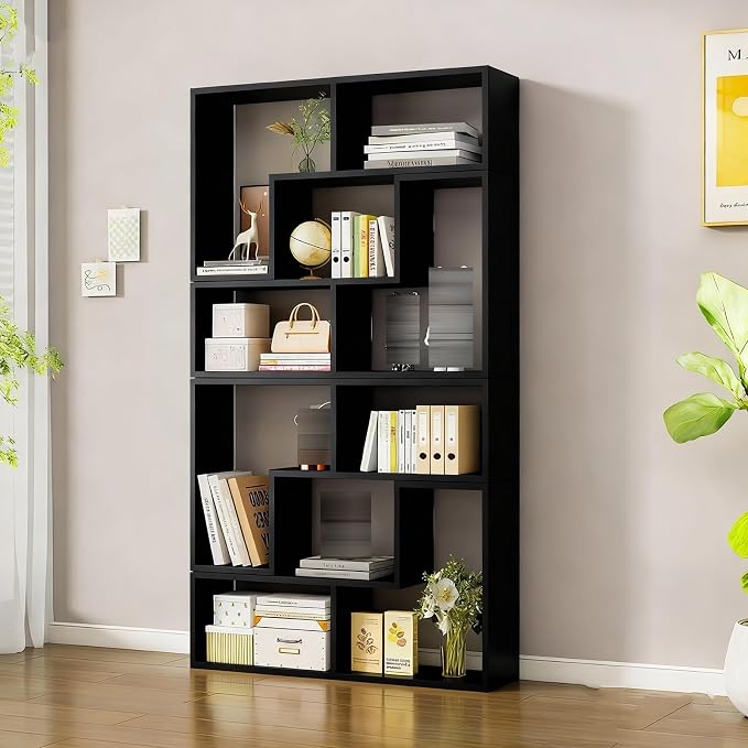 Expandable Bookcase with Adjustable Width, Wooden Room Divider Bookshelf by Unknown