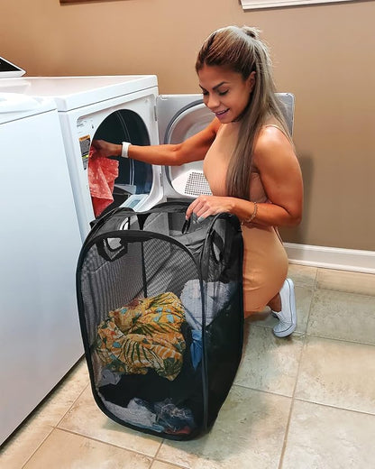 HOUSE AGAIN Mesh Popup Laundry Hamper, Collapsible Laundry Basket, Foldable Pop - Image 6