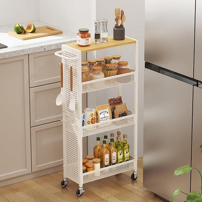 Utility Slim Storage Cart 4 Tier Small Rolling Kitchen Laundry Room by Unknown