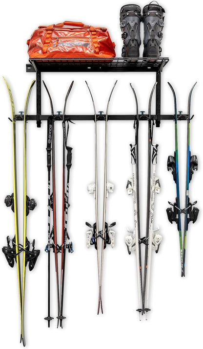 StoreYourBoard Lone Peak Ski Storage Rack and Wall Shelf, Holds 5 Pairs of Skis - Image 6