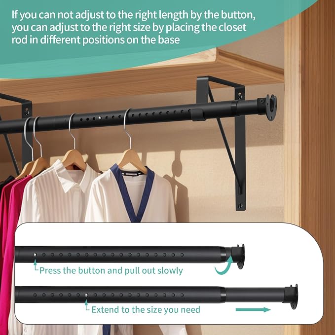 1.3 Inches Closet Rod, 17 to 87 Inch Clothes Rods Heavy Duty Closet Pole - Image 2