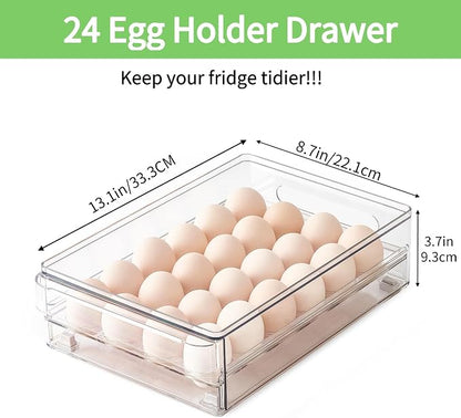 vacane 24 Capacity Egg Holder for Refrigerator Organizer Bins, BPA Free Egg - Image 2