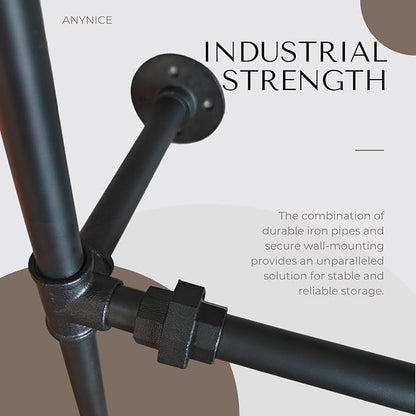 Industrial Pipe Clothing Rack, Wall Mounted Garment Hanging Rack - Image 6