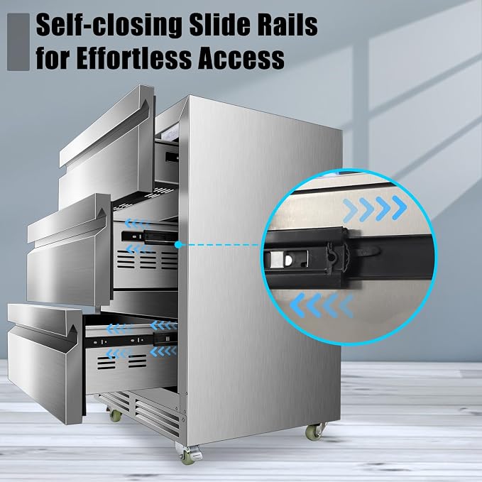 24 Inch Upgraded Three-Drawer Beverage Fridge, Weather Proof Outdoor Stainless - Image 2