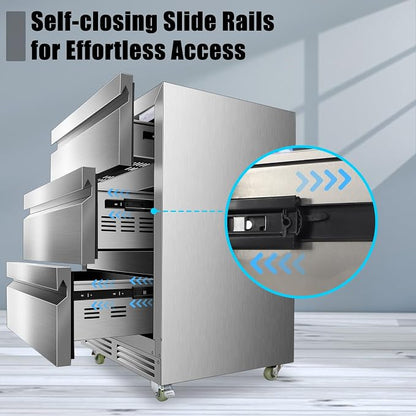 24 Inch Upgraded Three-Drawer Beverage Fridge, Weather Proof Outdoor Stainless - Image 2