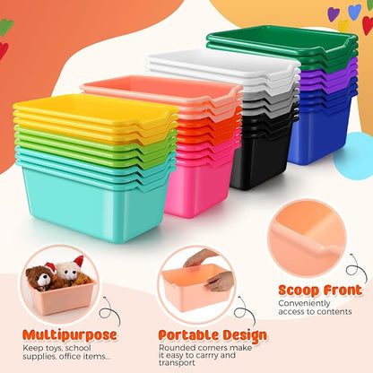 Dandat 72 Pcs Book Bins for Classroom Plastic Cubby Bins Bulk Classroom Storage - Image 3