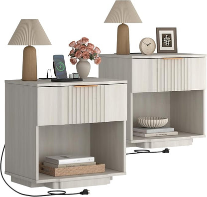 Yechen Fluted Night Stand Set 2 by Yechen