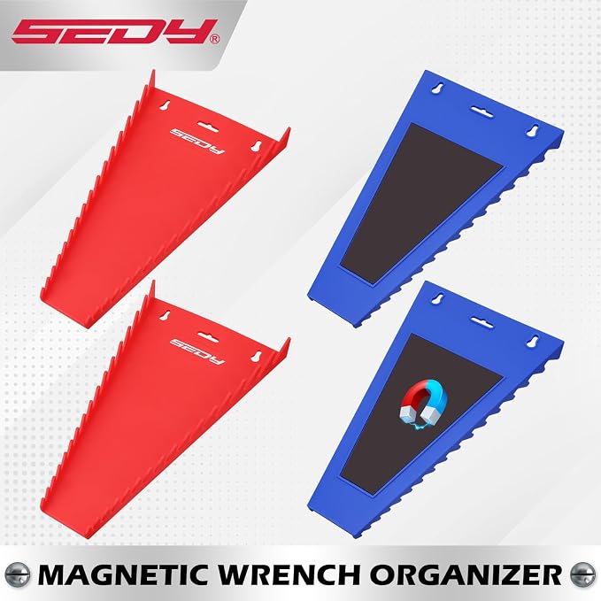 4-Pack Magnetic Wrench Organizer, 64-Slot Premium Wrench Rack Holder Tool Trays - Image 6
