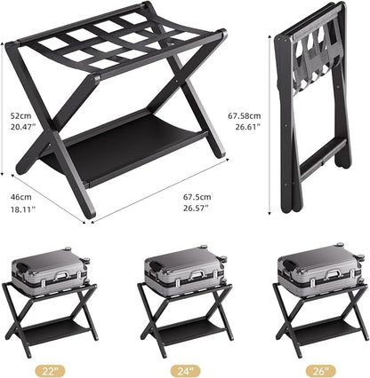 HITNET Luggage Rack for Guest Room, Suitcase Stand Folding Bedroom, Bamboo - Image 4