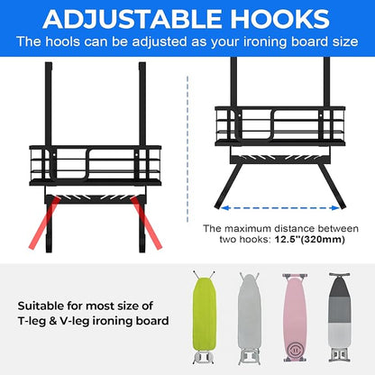 TJ.MOREE Over The Door/Wall Mount Ironing Board Hanger, Laundry Room Iron and - Image 5