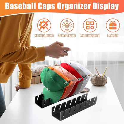 Hat Stand for Baseball Caps, 2 Pack No Install Acrylic Hat Organizer for 14 - Image 5