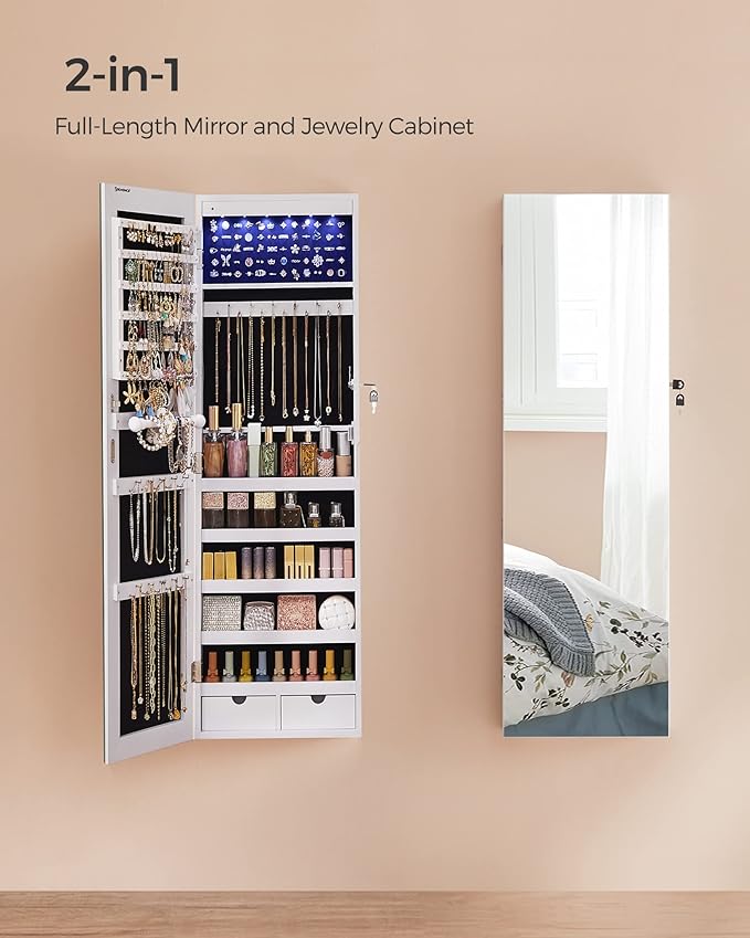 SONGMICS Hanging Jewelry Cabinet, Wall-Mounted Cabinet - Image 3