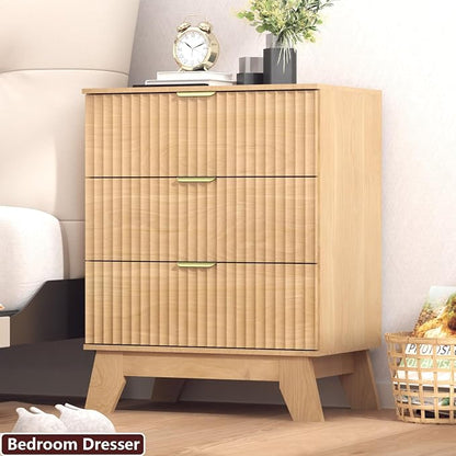 Fluted Dresser for Bedroom, 3 Drawer Dresser for Closet, Storage Cabinet and - Image 3