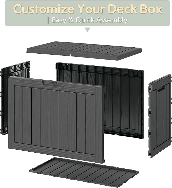 40 Gallon Outdoor Storage Deck Box Waterproof, Garden Tool, Backyard Cushion - Image 3