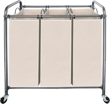 STO STO Laundry Sorter 3 Section, 3 Bag Laundry Hamper, Rolling Laundry Cart by STOSTO