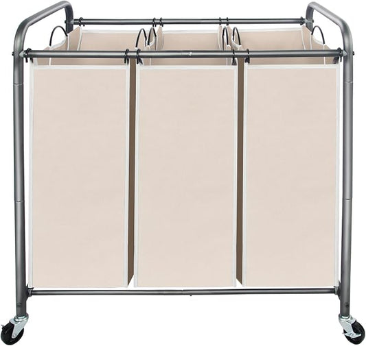 STO STO Laundry Sorter 3 Section, 3 Bag Laundry Hamper, Rolling Laundry Cart by STOSTO