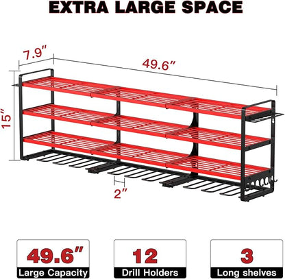 48" Large Power Tools Organizer Wall Mount, 12 Drill Holder - Image 6
