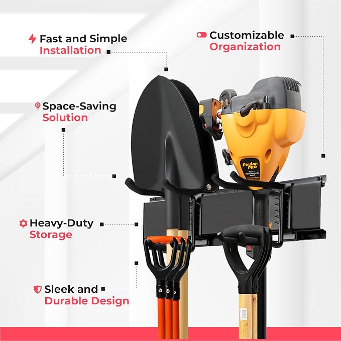 TIDYME Garage Wall Organizer | 32" Heavy-Duty Tool Storage Rack | Adjustable - Image 5
