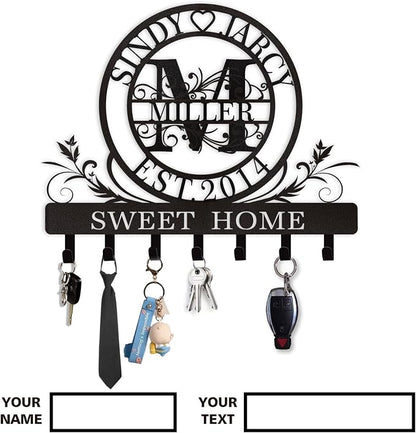 Personalized Key Holder for Wall, Custom Family Name Metal Wall Key Hanger - Image 8