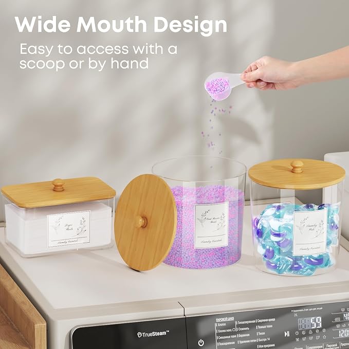 3 Pack Laundry Powder Container & Dryer Sheet Holder, Large Plastic Laundry - Image 3