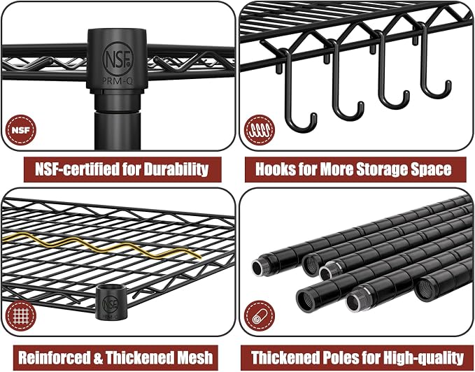 PrimeZone 5 Tier 80.7"H x 55.5"W x 24"D Wire Shelving - Image 7