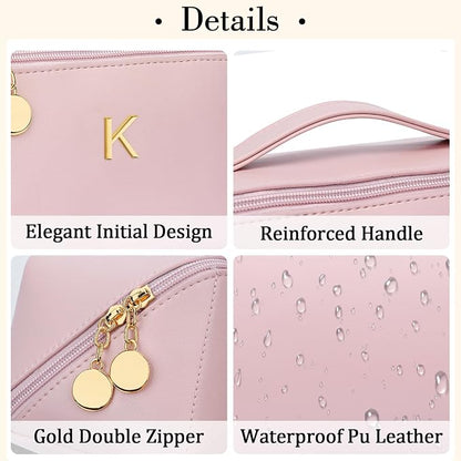 Birthday Gifts for Women Teen Girl, Personalized Initial Makeup Organizer Bag - Image 4