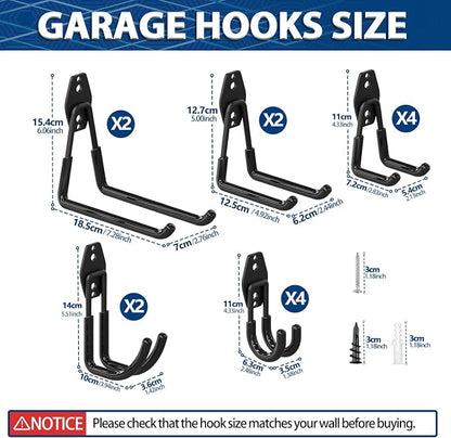 3-H Garage Wall Hooks 14 Pack, Garage Hooks Heavy Duty - Image 2