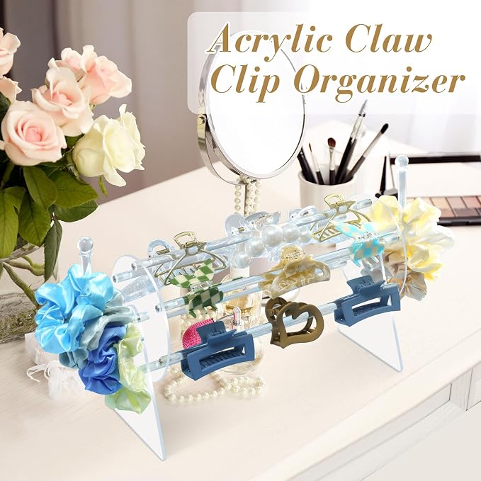 SNOWSTAR Acrylic Claw Clip Organizer Holder, 360-Degree Rotating Claw Clip - Image 6