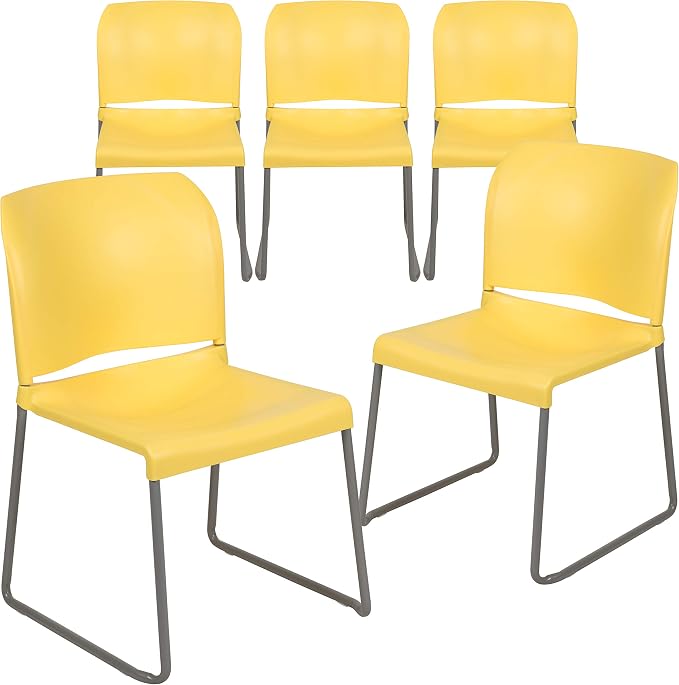 Flash Furniture HERCULES Series 5 Pack 880 lb. Capacity Yellow Full Back by FlashFurniture