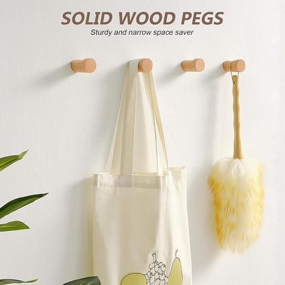 Wooden Wall Hooks 6 Pack, Modern Decorative Coat Hook Wall-Mount, Handmade - Image 2