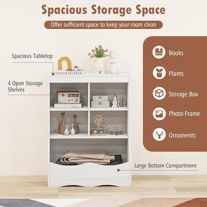 Storage Organizer, Small Bookcase w/ 4 Open Cubes & 1 Bottom Compartment - Image 6