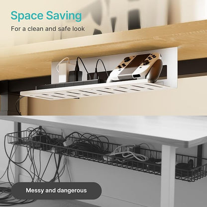 Under Desk Cable Management Tray, 15.7 Inches Metal Cord Organizer Rack - Image 8