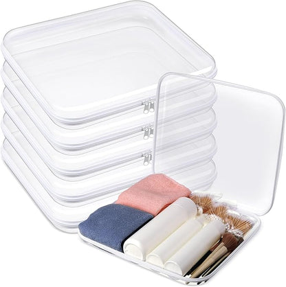 Sanwuta 6 Pcs Clear Hard Zipper Case Hard Plastic Zipper Pouches Transparent by Sanwuta