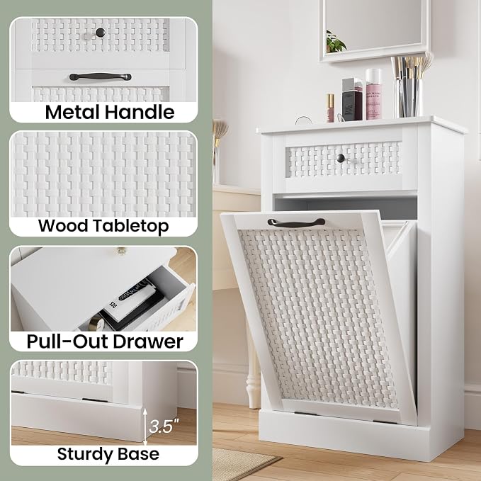 Double Tilt Out Laundry Hamper Cabinet, 10 Gallon Laundry Cabinet - Image 7