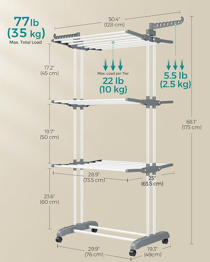 SONGMICS Clothes Drying Rack Stand 4-Tier, Foldable Laundry Drying Rack - Image 5