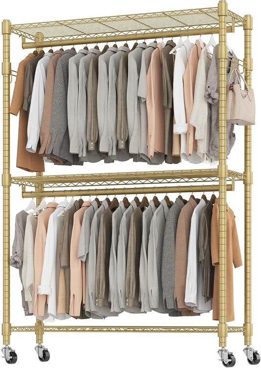 BATHWA Heavy Duty Garment Rack on Wheels, Rolling Clothes Racks by BATHWA