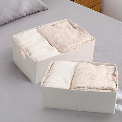 Fabric Storage Bin 3 Pack Foldable Cotton Linen Storage Basket - Image 8