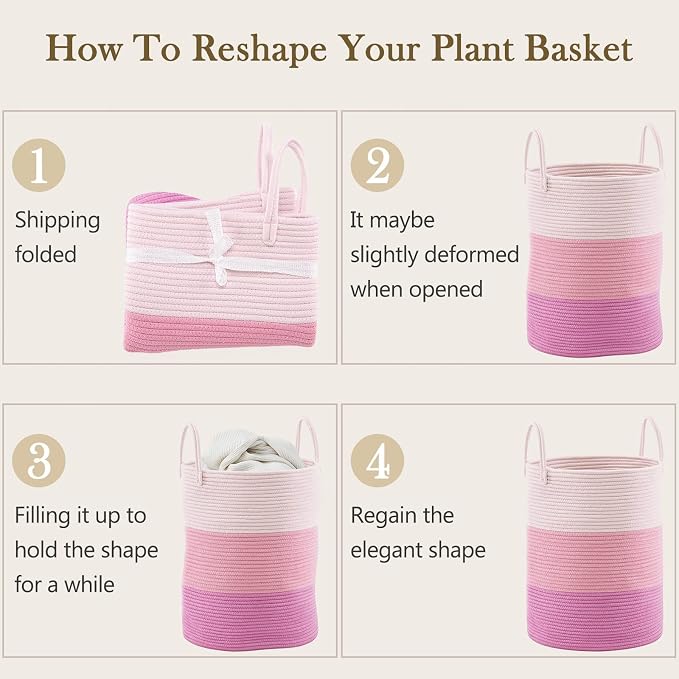 YOUDENOVA Woven Rope Laundry Hamper Basket, 58L Tall Luandry Basket, Baby - Image 6