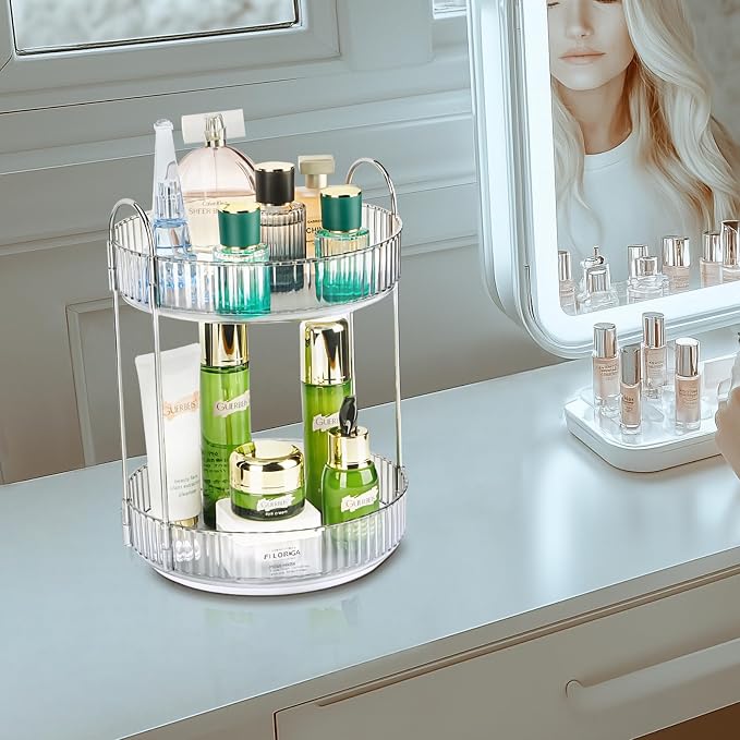 360 Rotating Makeup Organizer, 2 Tier Lazy Susan Bathroom Counter Organizer - Image 8
